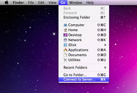 'Connect to Server' Menu in Finder