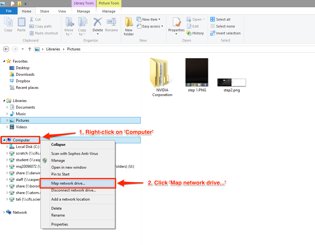 'Map network drive' option in Windows 8