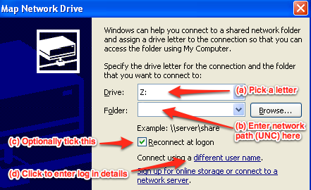 Map Network Drive Window - Windows XP